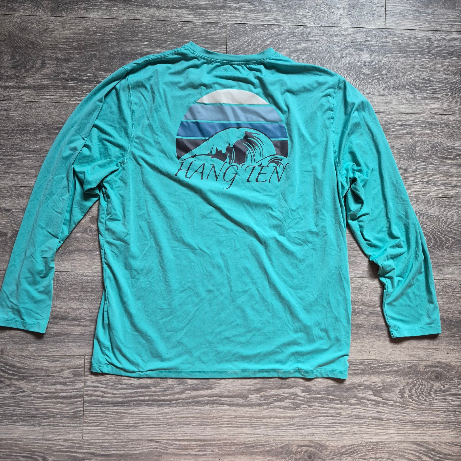 Hang Ten UV Protection 50+ Sea Foam Green Polyester Long Sleeve Shirt Size XL