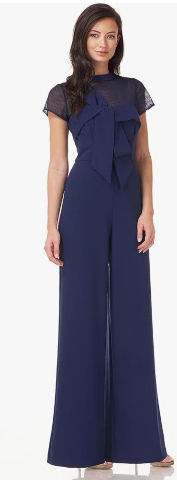 J S Collection FORMAL Short Sleeve Jump Suit Navy In Color Size 4 New /tags