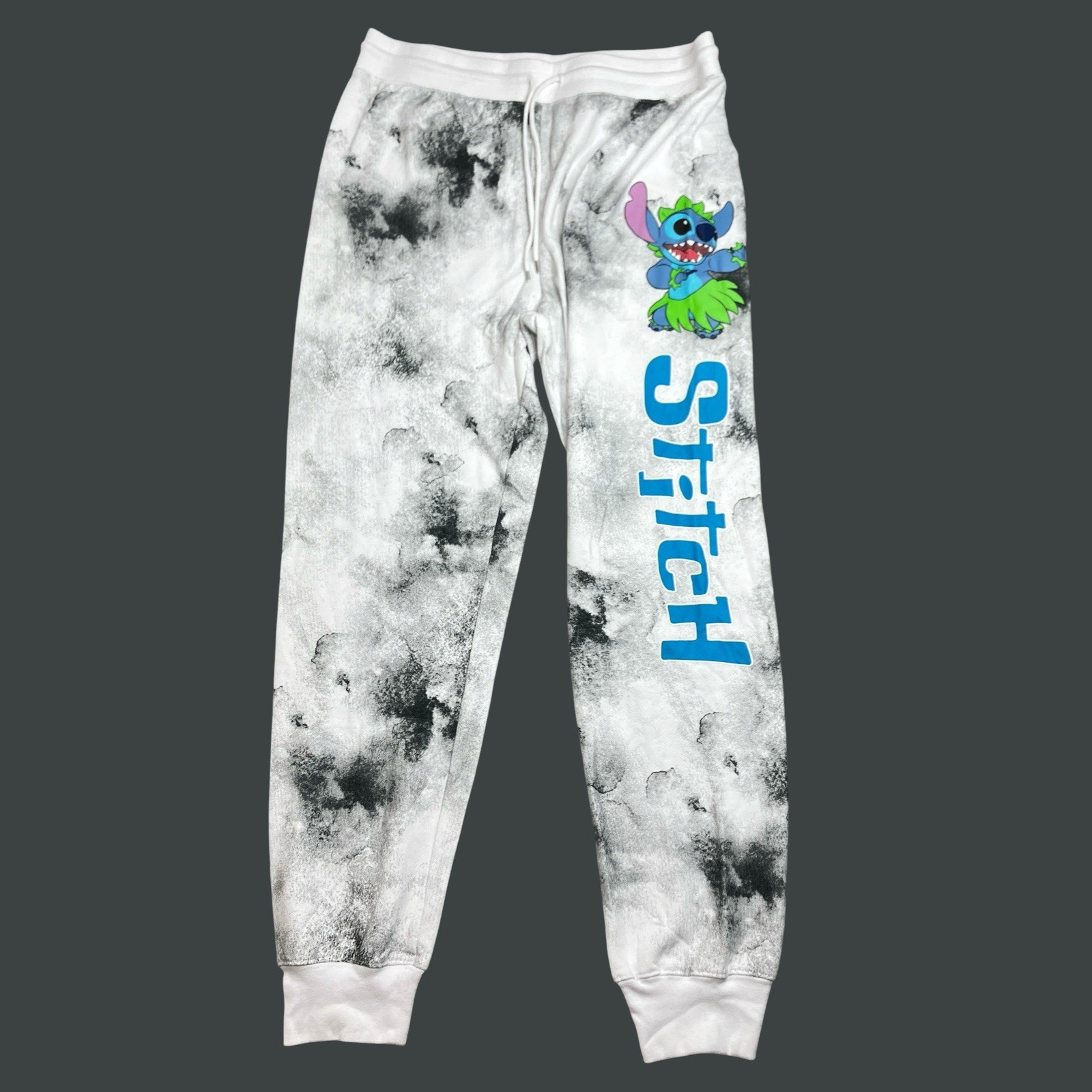 Disney Lilo & Stitch Sweatpants Womens XL Tie Dye White Black Lounge Joggers