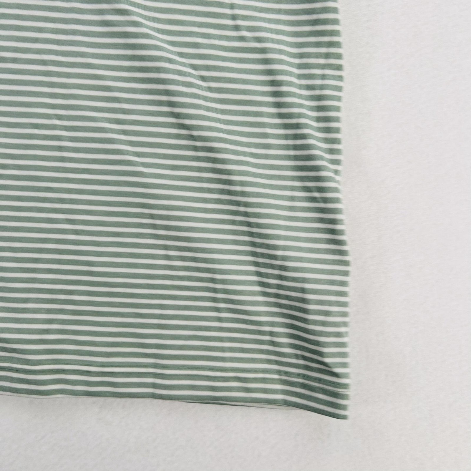 Lands End Shirt Womens Small Green White Stripe Supima V Neck Tee Cotton NEW