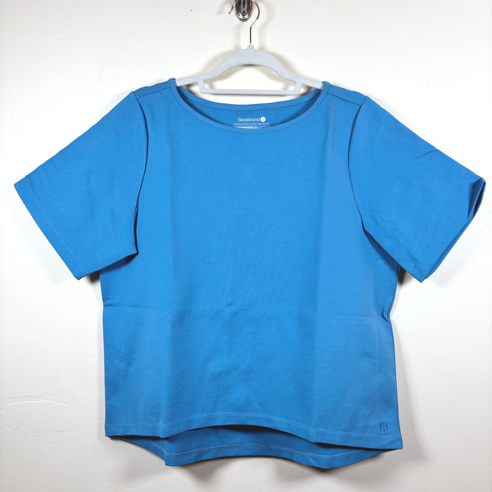 Betabrand Boxy Hi-Low Top Women’s L Blue Modern Commute Office Careerwear NEW