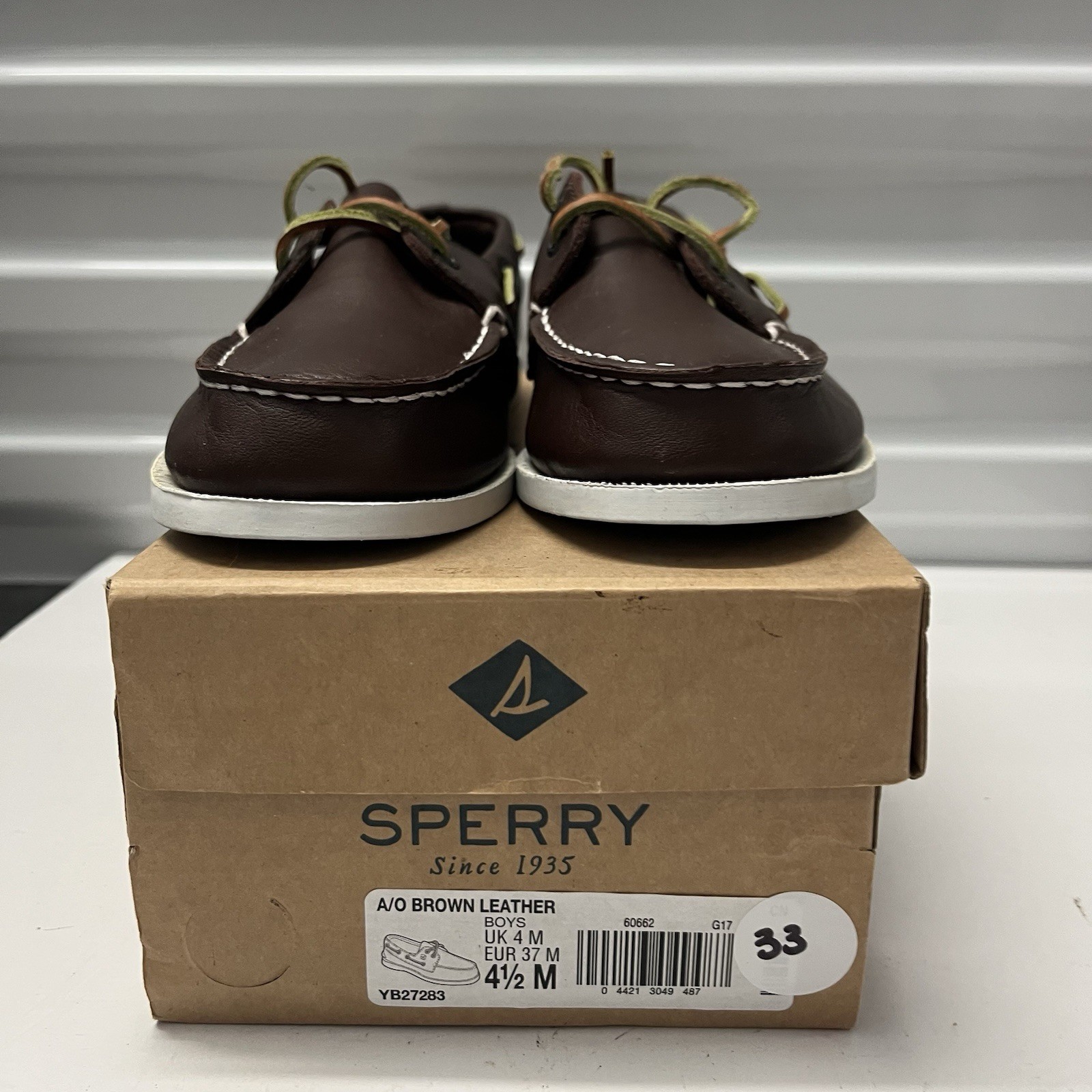 Sperry Top Sider A/O Original 2 Eye Brown Boat School Uniform Shoe Boys SZ 4.5 M