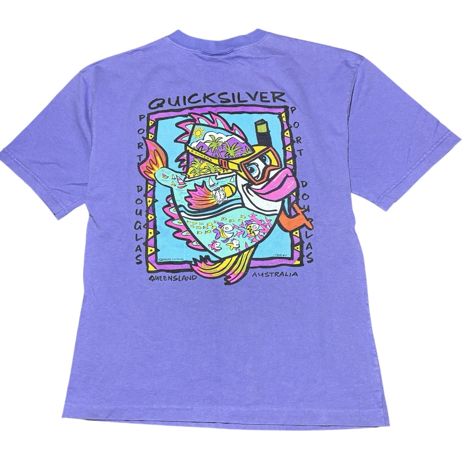 Vintage Quicksilver T-Shirt Small Port Douglas Australia Bonkers Purple 90’s