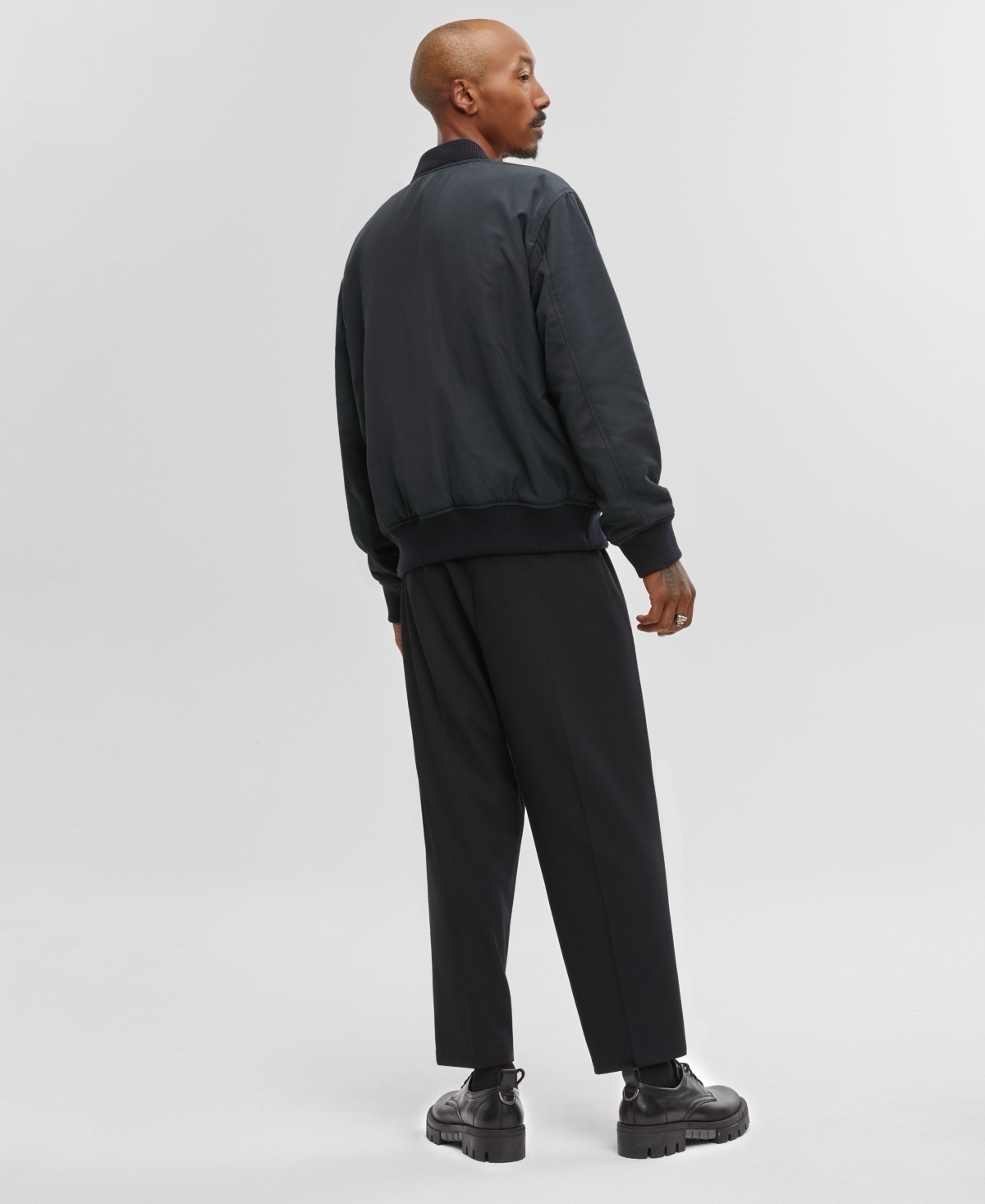 $159.50 Mode of One Men’s Reversible Bomber Jacket | Deep Black | Medium