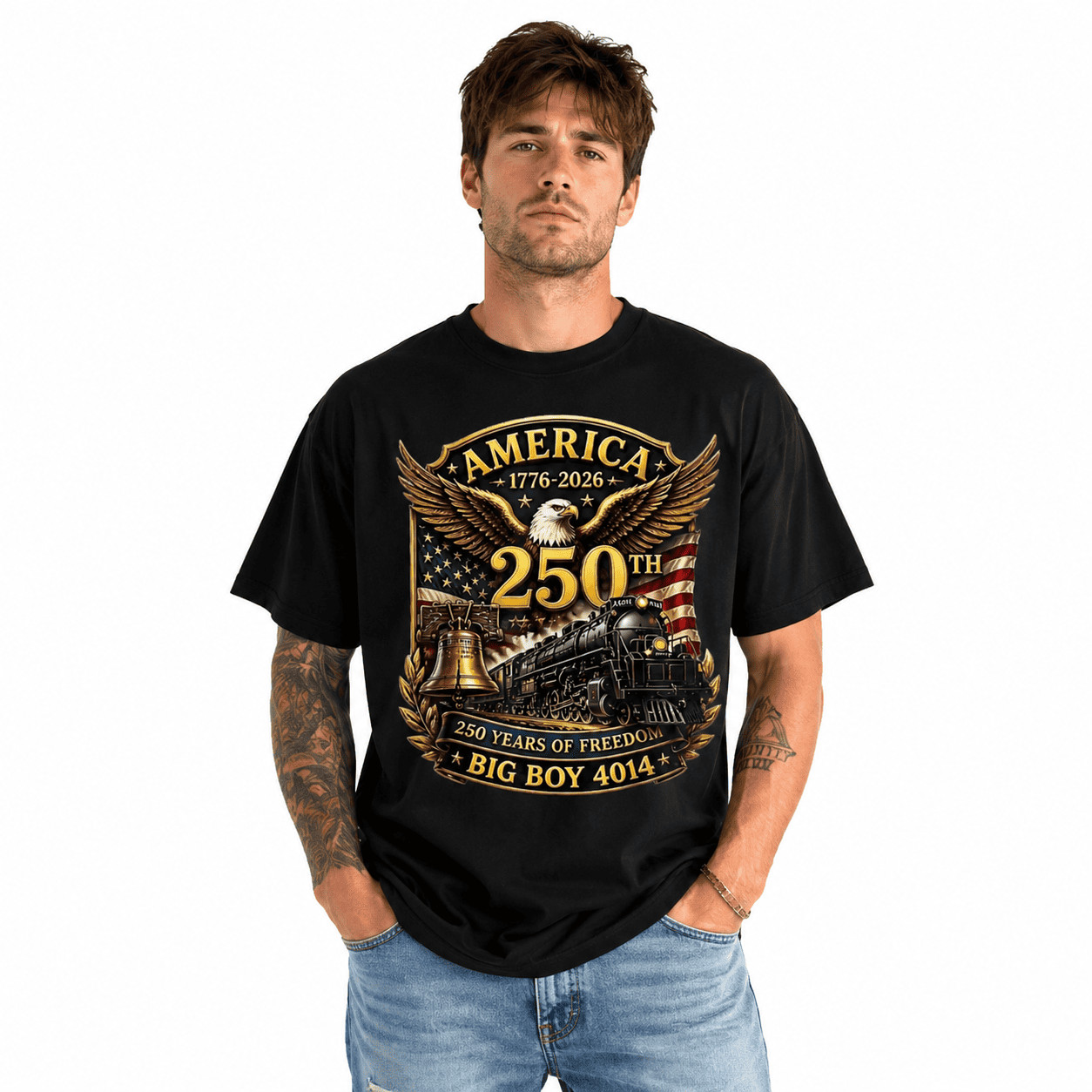 Big Boy 4014 Train USA 250th Anniversary Patriotic 1776-2026 T-Shirt