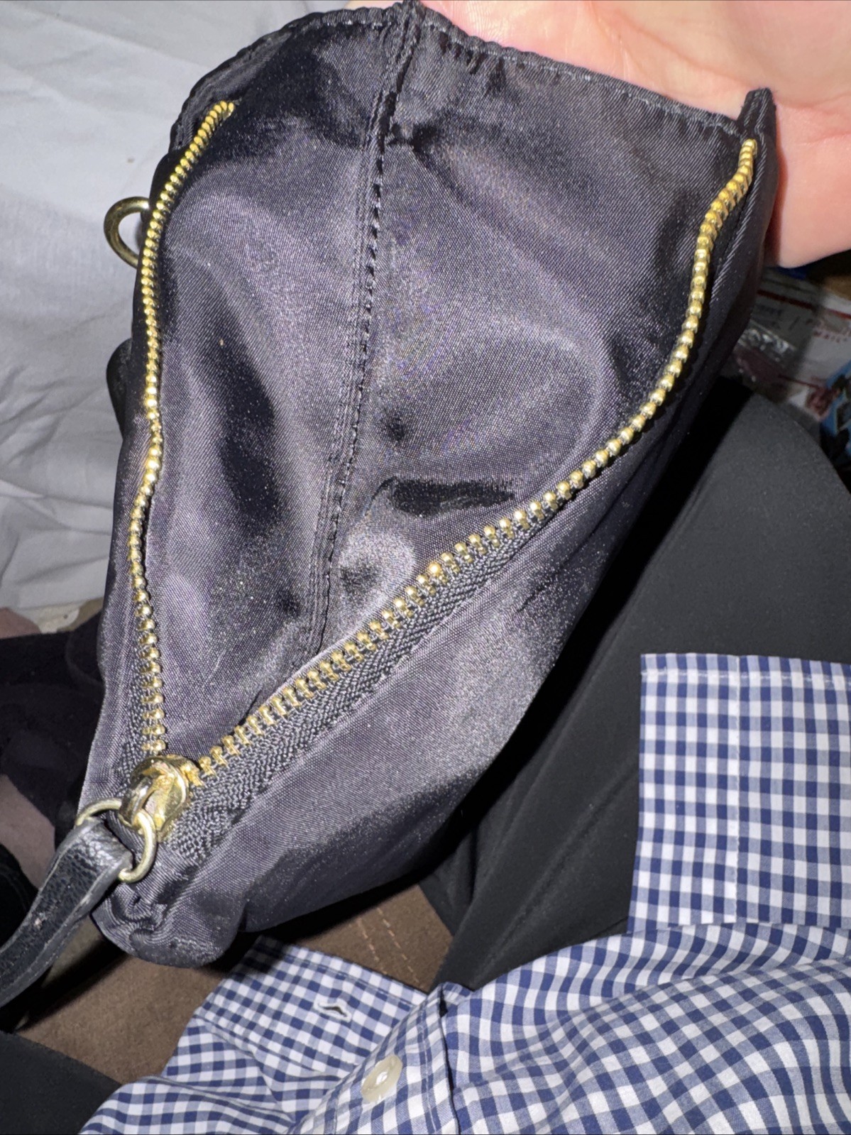 Steve Madden Black Crossbody Bag Quilted, Logo & Zipper Accents