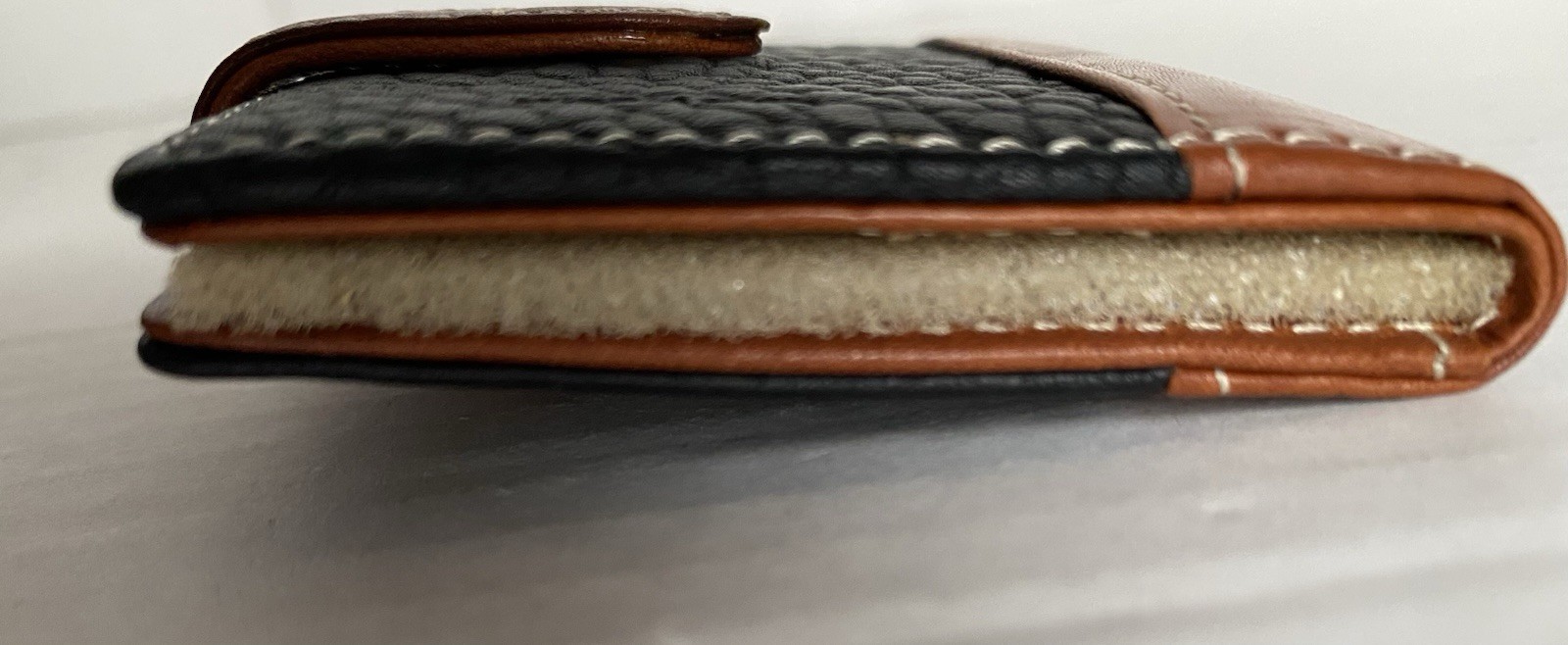 RARE Dooney & Bourke Compact Mirror Case Black Brown Leather 2.75” X 2.75” NEW