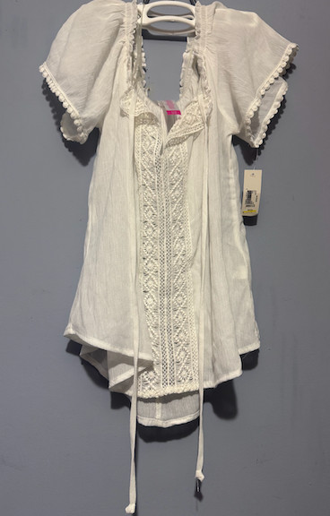 NO Boho Praire Fresh Love S/CH 3-5 Ivory Puff Sleeve Blouse Detail Center Seam