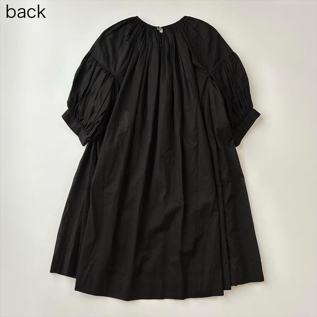 tricot Comme des Garcons Black Sheer Puff Sleeve Gathered Blouse Dress Auth