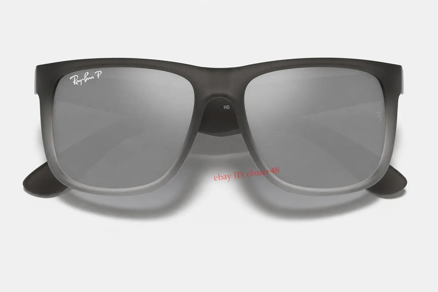 Ray-Ban Justin RB4165 Matte Grey Square Sunglasses Silver Mirror Polarized 54mm