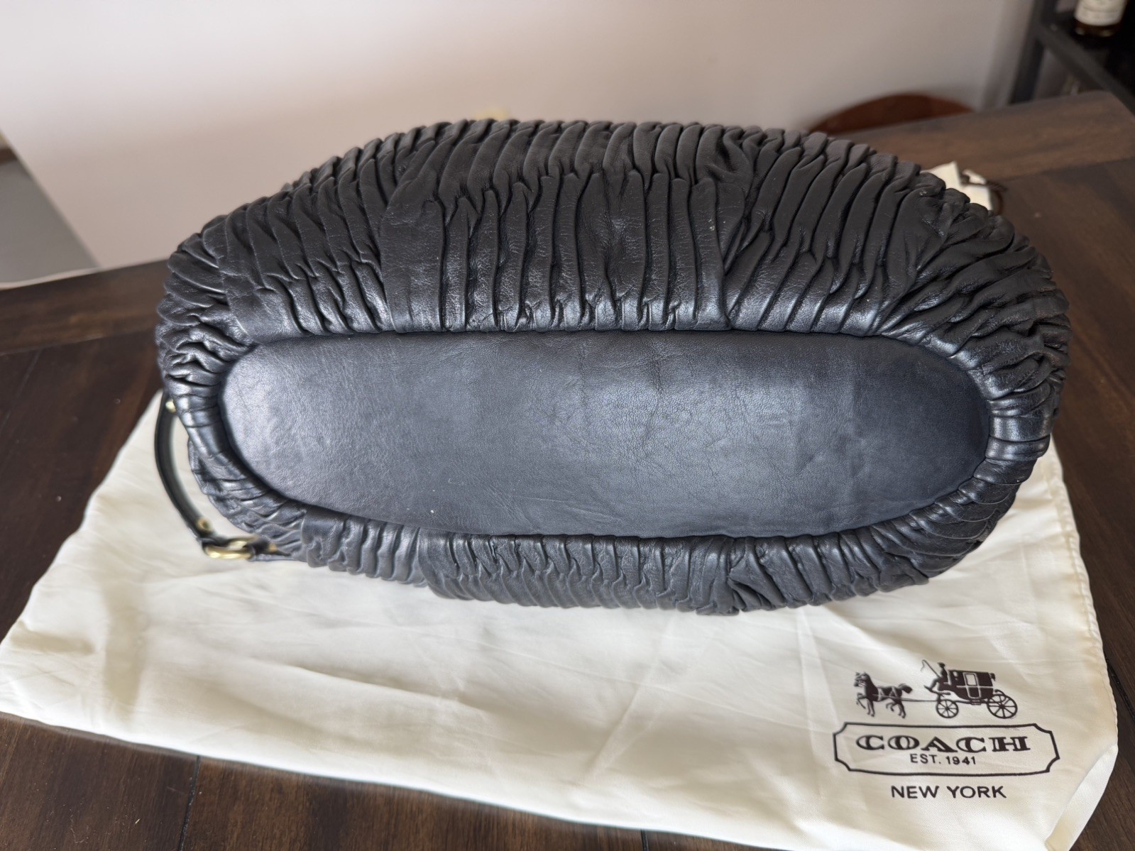 COACH Madison Pleated Leather Purse – Black with Gold-Tone Hardware F1082-15942