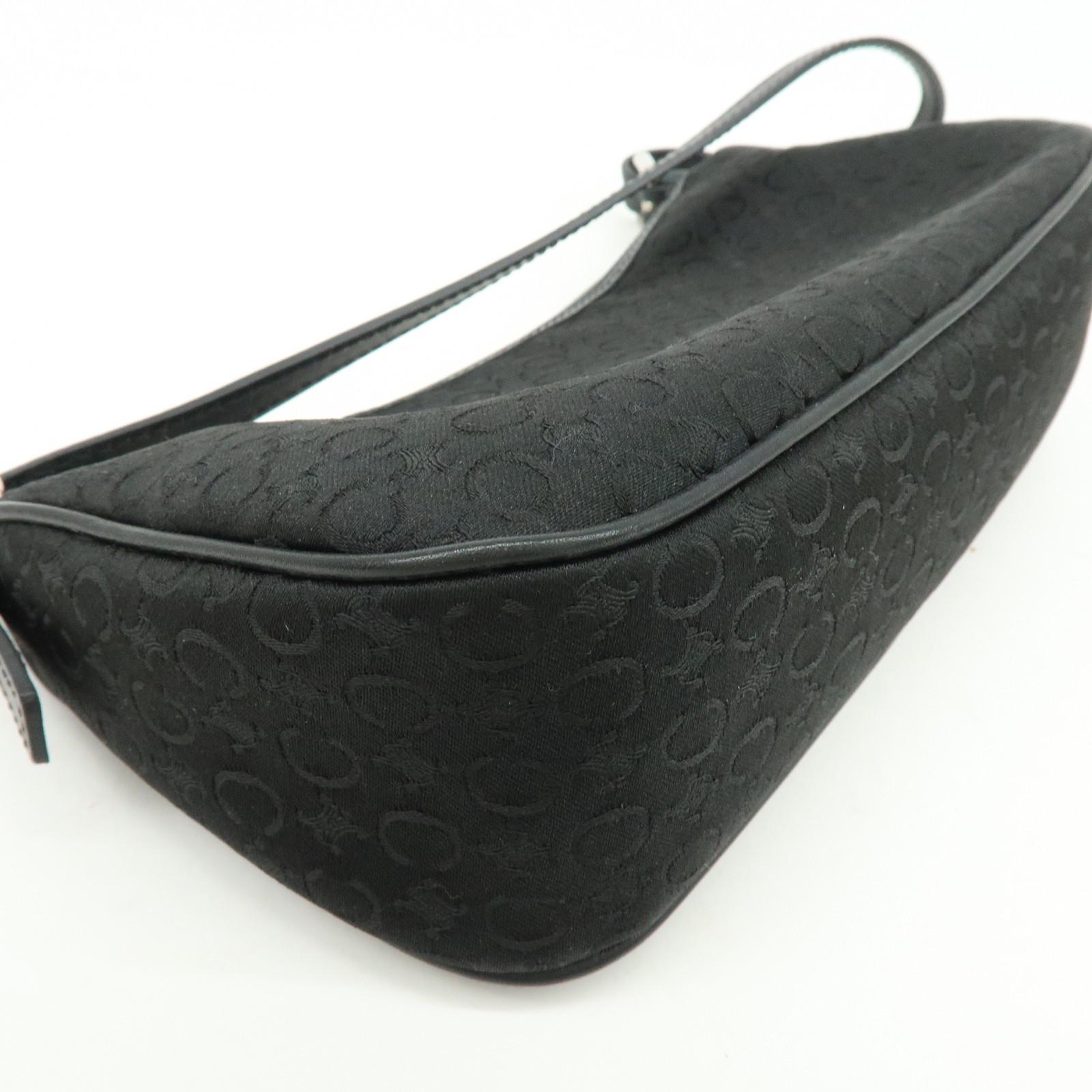 CELINE C Macadam Leather Shoulder Hand Bag Accessory Pouch Black Auth Used F/S