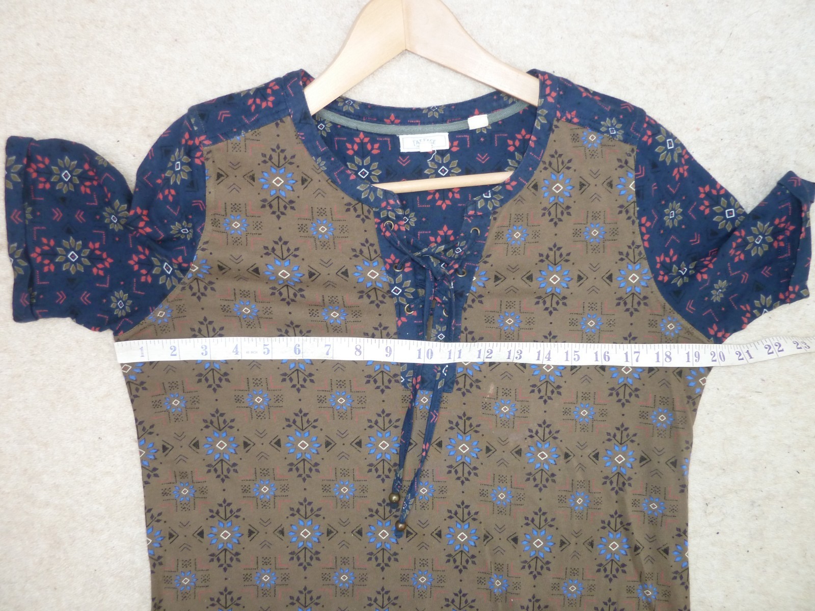 FAT FACE khaki green blue black GEO FLORAL dress with pockets and ties Size 10
