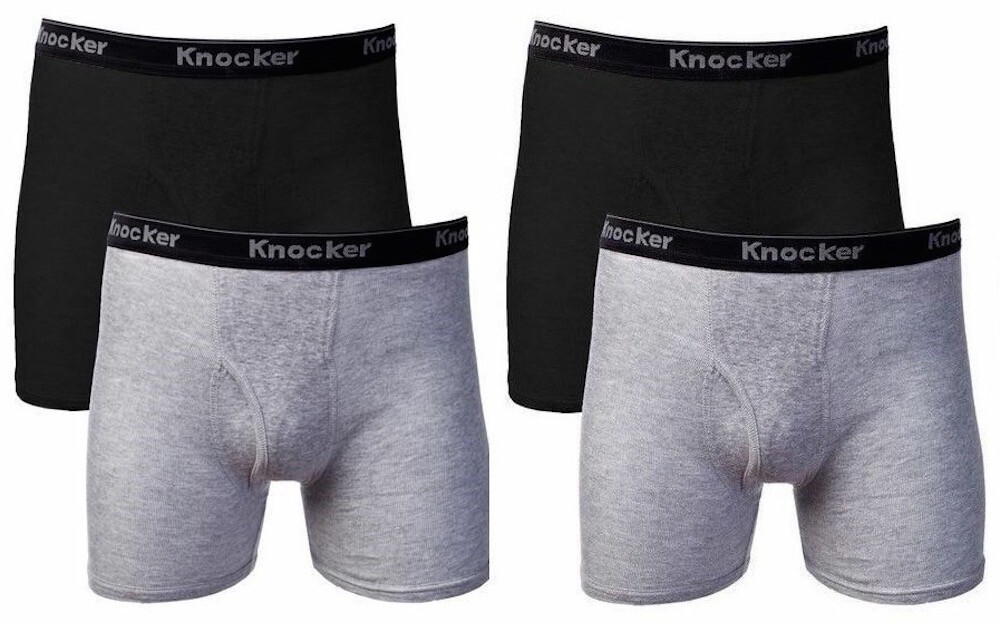 4 pk Mens Boxer Briefs 100% Cotton Black Grey Lot Underwear S M L XL XXL XXXL
