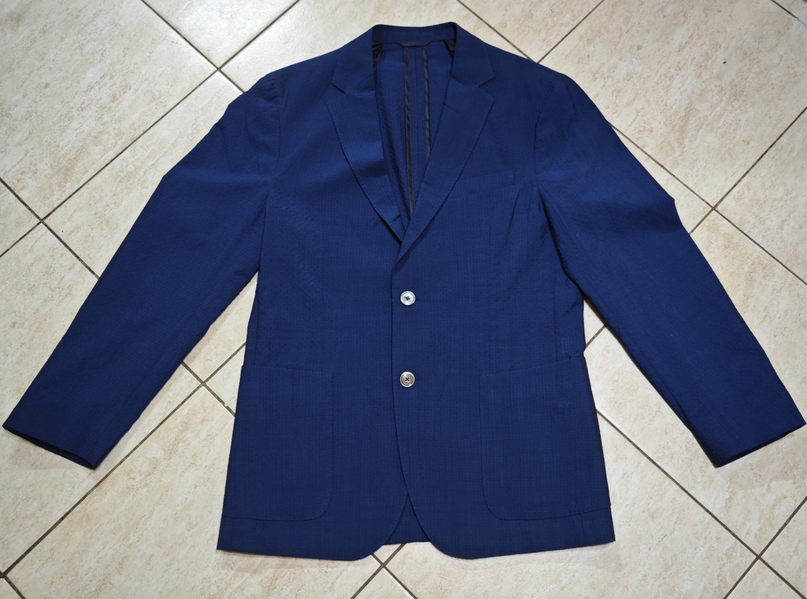Hugo Boss Nold2 Slim Fit Blazer Men 48 Navy Virgin Wool Stretch Tailored Jacket