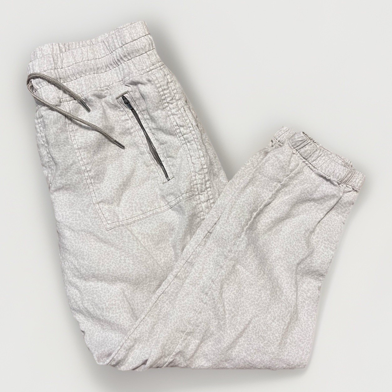 Athleta Joggers Womens 10 Beige Cabo Linen Jogger Casual Elastic Waist Pockets