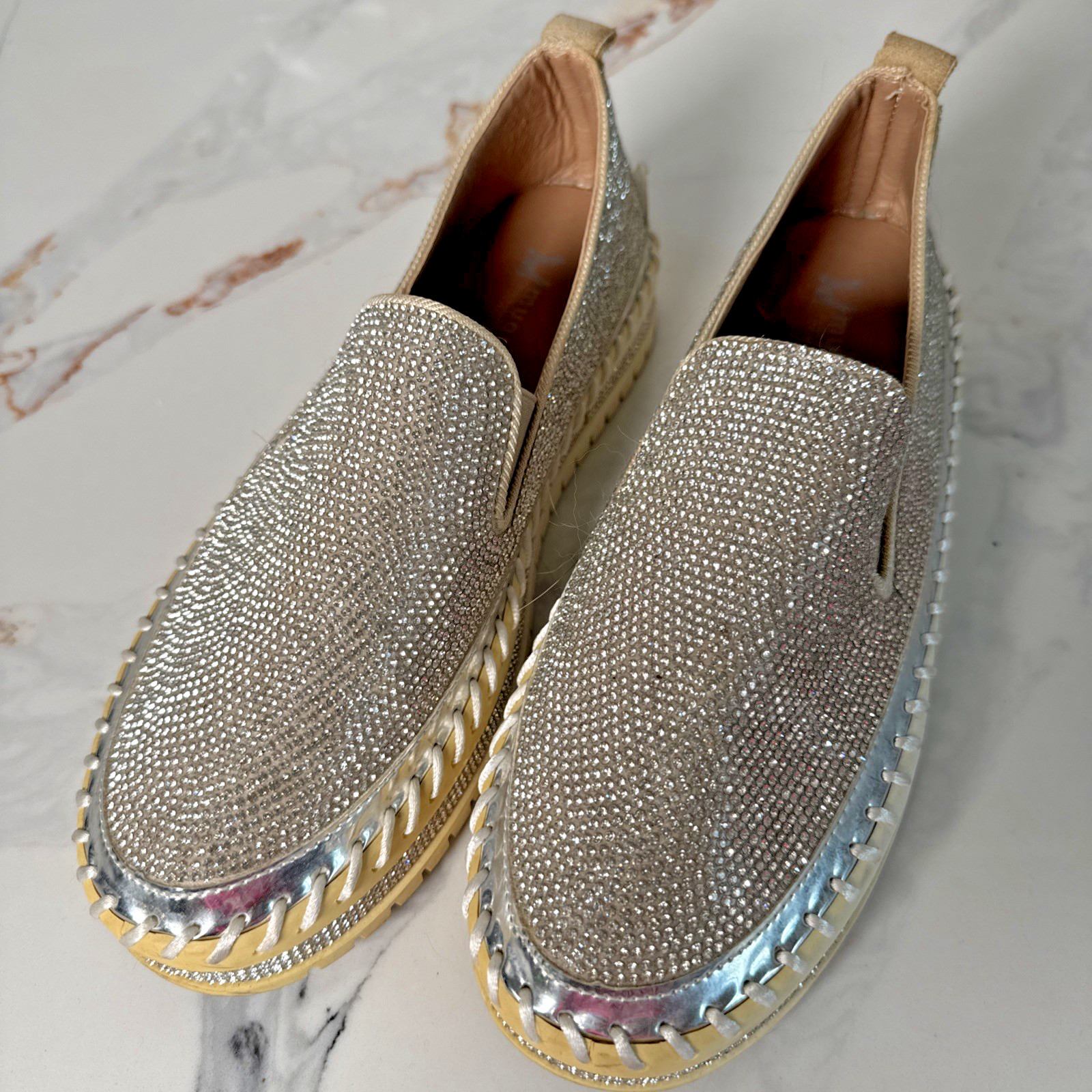Muguan Rhinestone Bling Platform Slip-on Loafers Women’s US Size 8