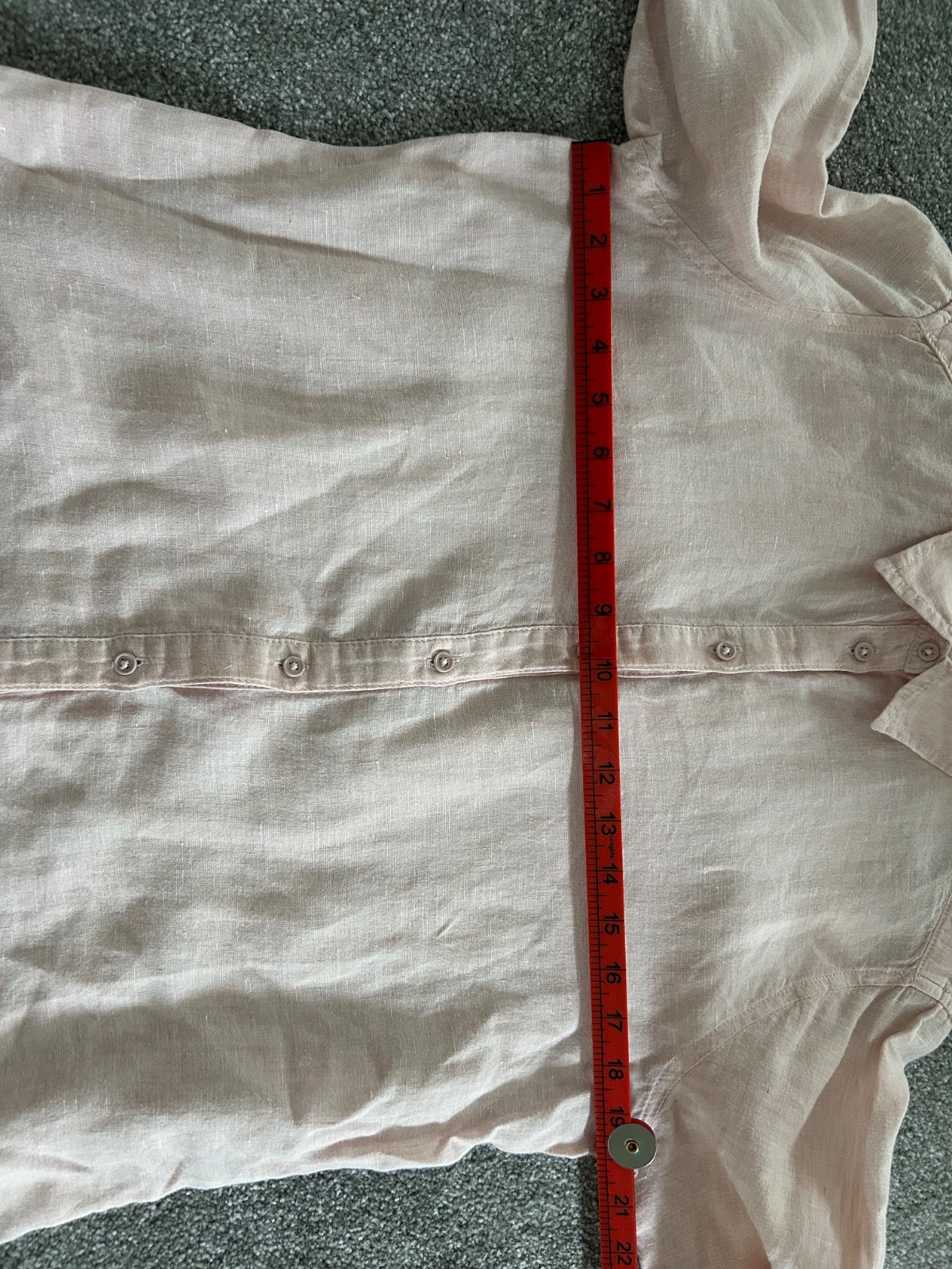 M&S Pure Linen Shirt Blouse Size 12 Pale Pink Long Sleeve Summer Holiday VGC