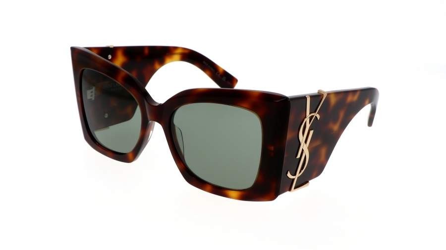 Saint Laurent SL M119 002 Oversized Square Sunglasses 54mm Havana/Green Lens