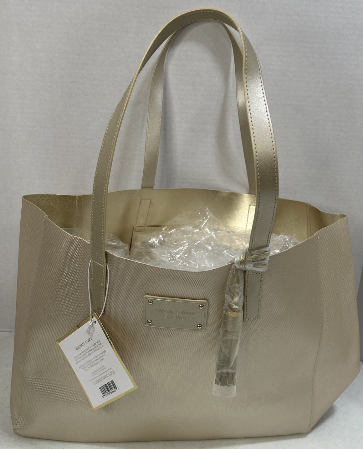 Michael Kors Gold Metallic Glamorous Glitter Large Tote Bag New! Beach Pool NWT