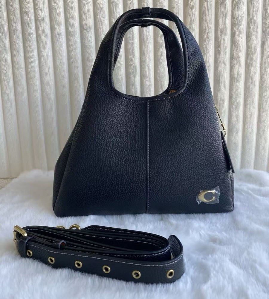 COACH New Lana Shoulder Bag 23 Polished Pebble Leather Crossbody bag Black CM545