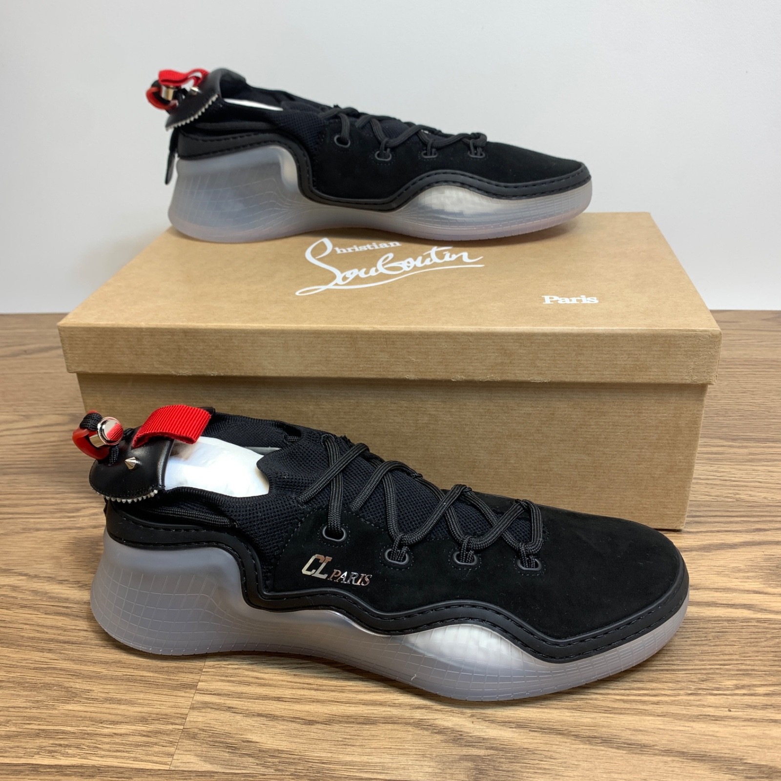 Christian Louboutin CL Studded Arpoador Black Suede Sneakers 11.5 EU 44.5