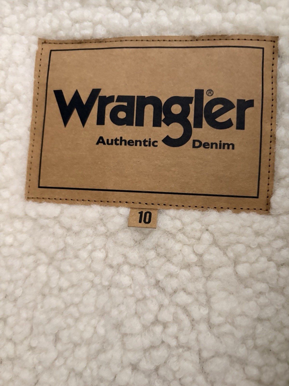 Wrangler Authentic Denim Brown/Cream Faux Shearling Lined Long Coat Size 10