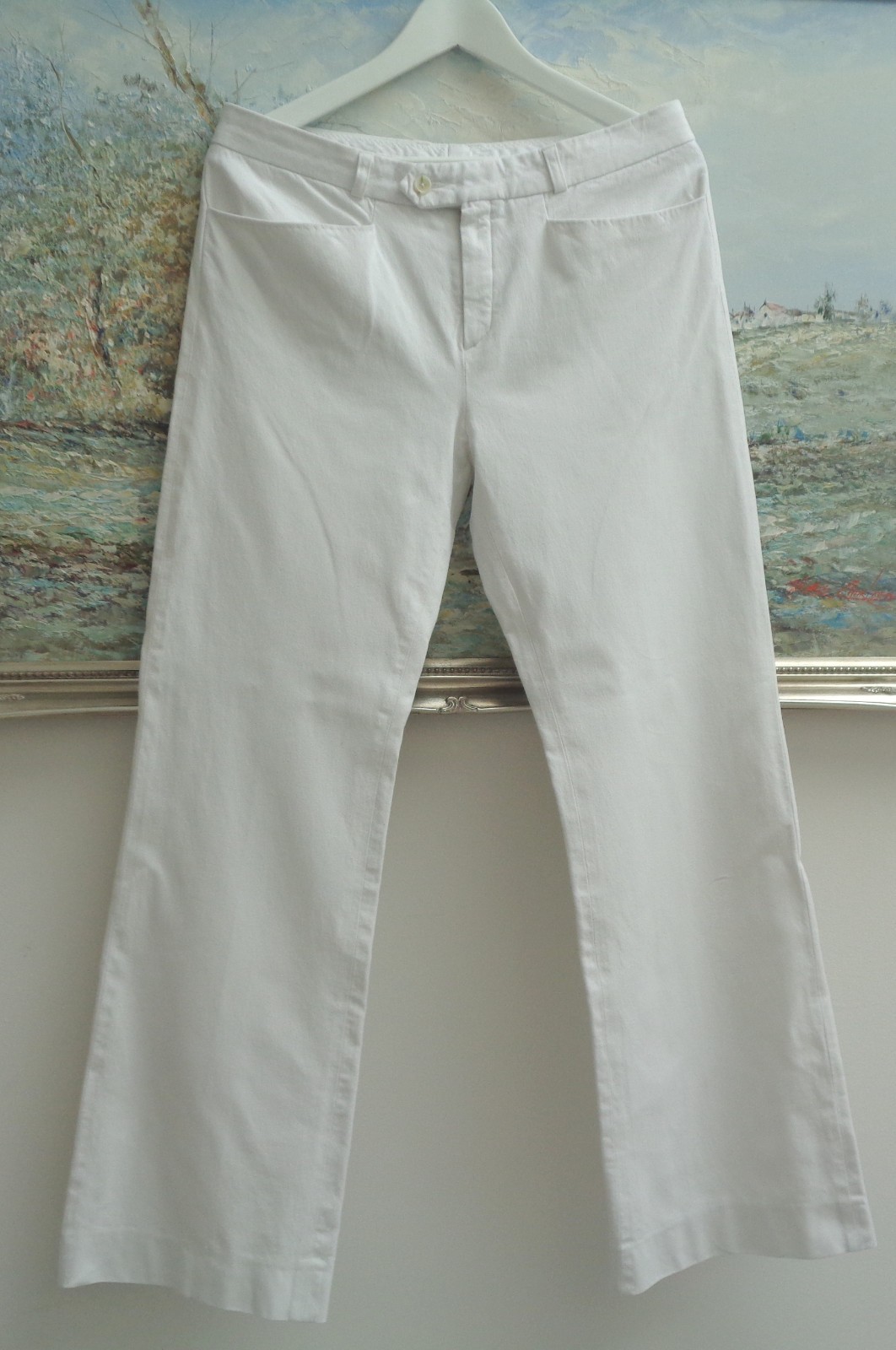 JOSEPH White Tailored Subtle Flare Gabardine Stretch Trousers 42 Fit UK12- 14