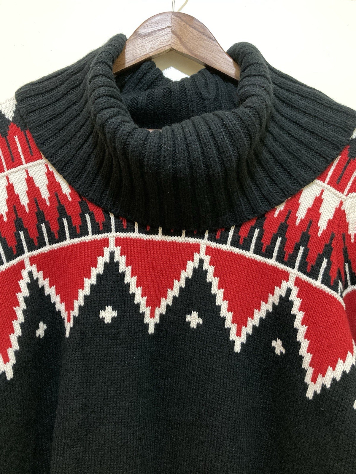 Ralph Lauren Women Cowl Neck Sweater 1X Nordic Fair Isle Wool Blend Southwestern