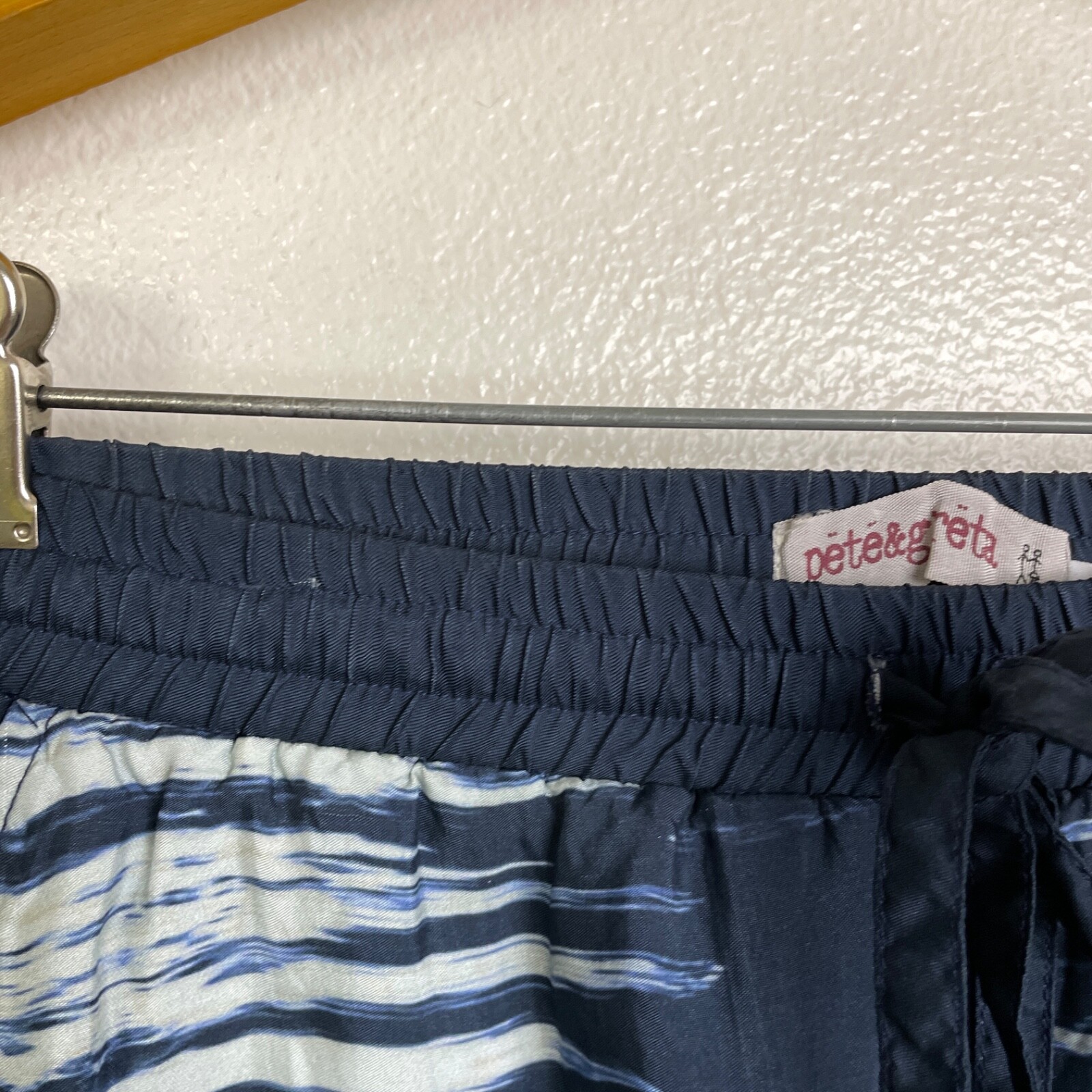 Johnny Was Pete Greta Pants Small Blue Elastic Waist Drawstring Lounge Cupro
