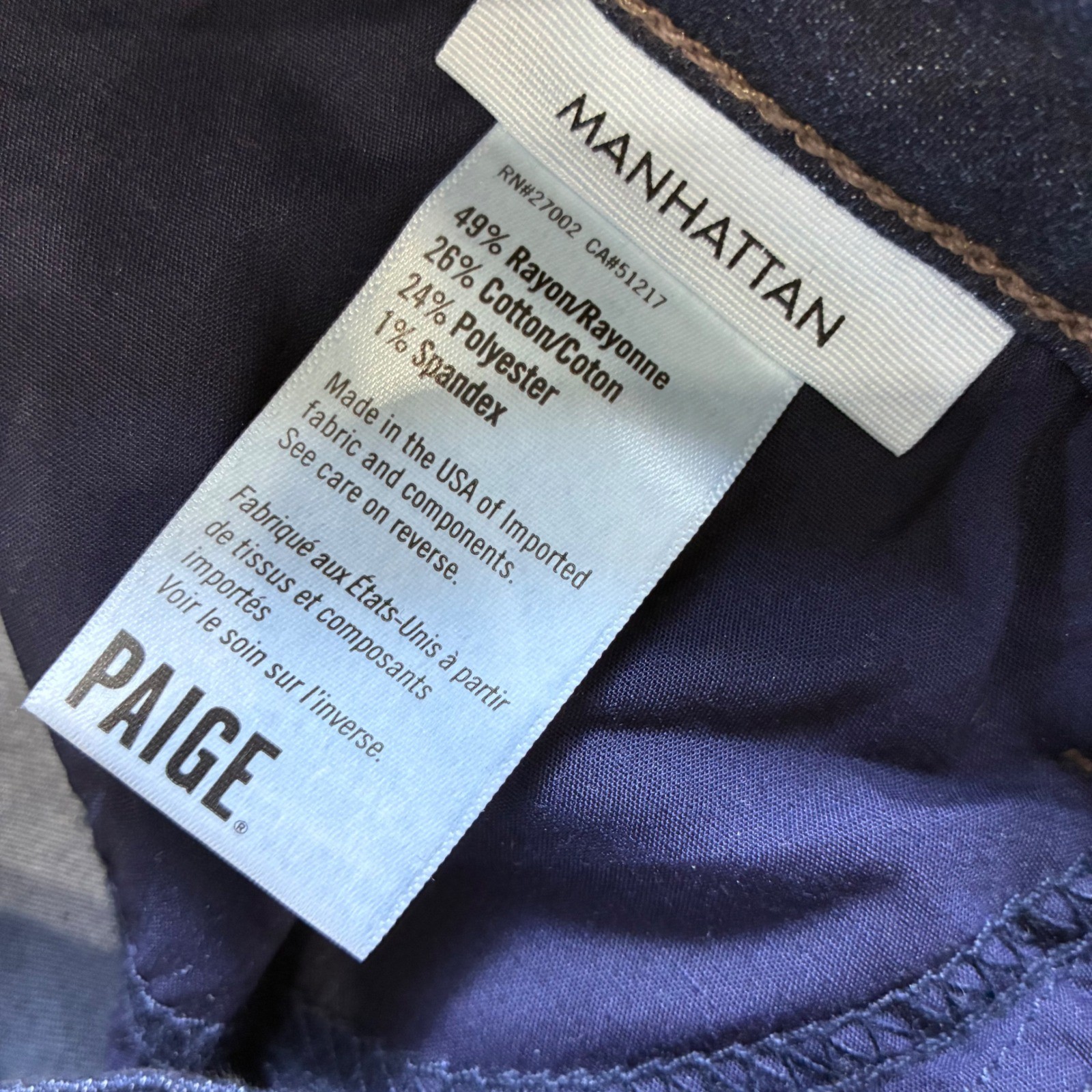 Paige Manhattan Bootcut Jeans 29 Dark Indigo Blue Denim Stretch