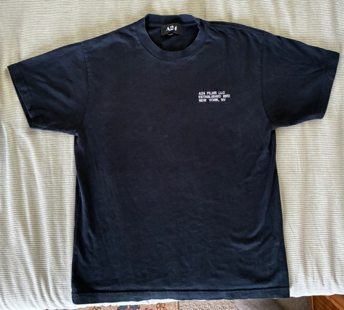 A24 Films Embroidered Logo Short Sleeve Tee T-Shirt Black Size M