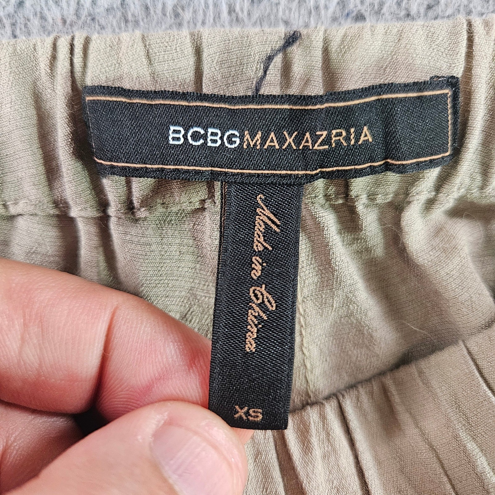 BCBGMAXAZRIA Womens Khaki Tan Cargo Pants Elastic Waist Ankle Zip Cropped XS