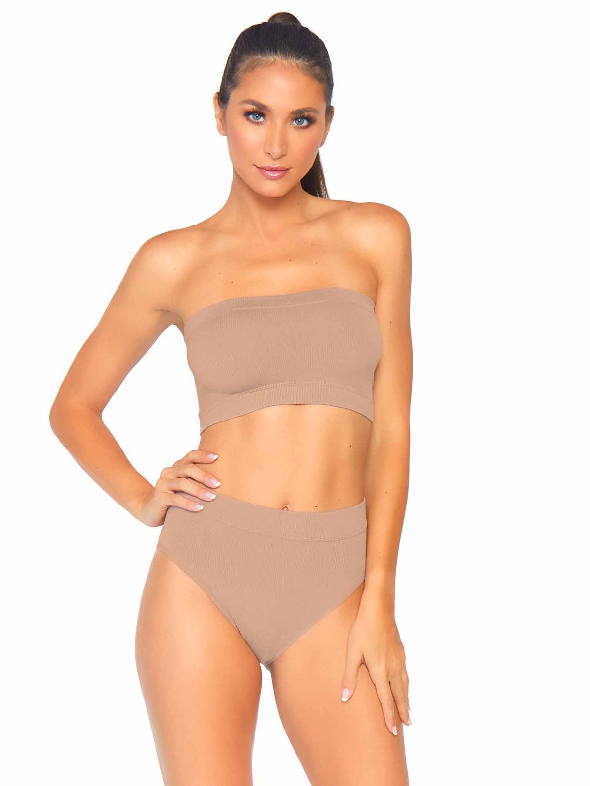 Microfiber Bandeau Bra & Panty Hosiery Lingerie New In Package Medium Large