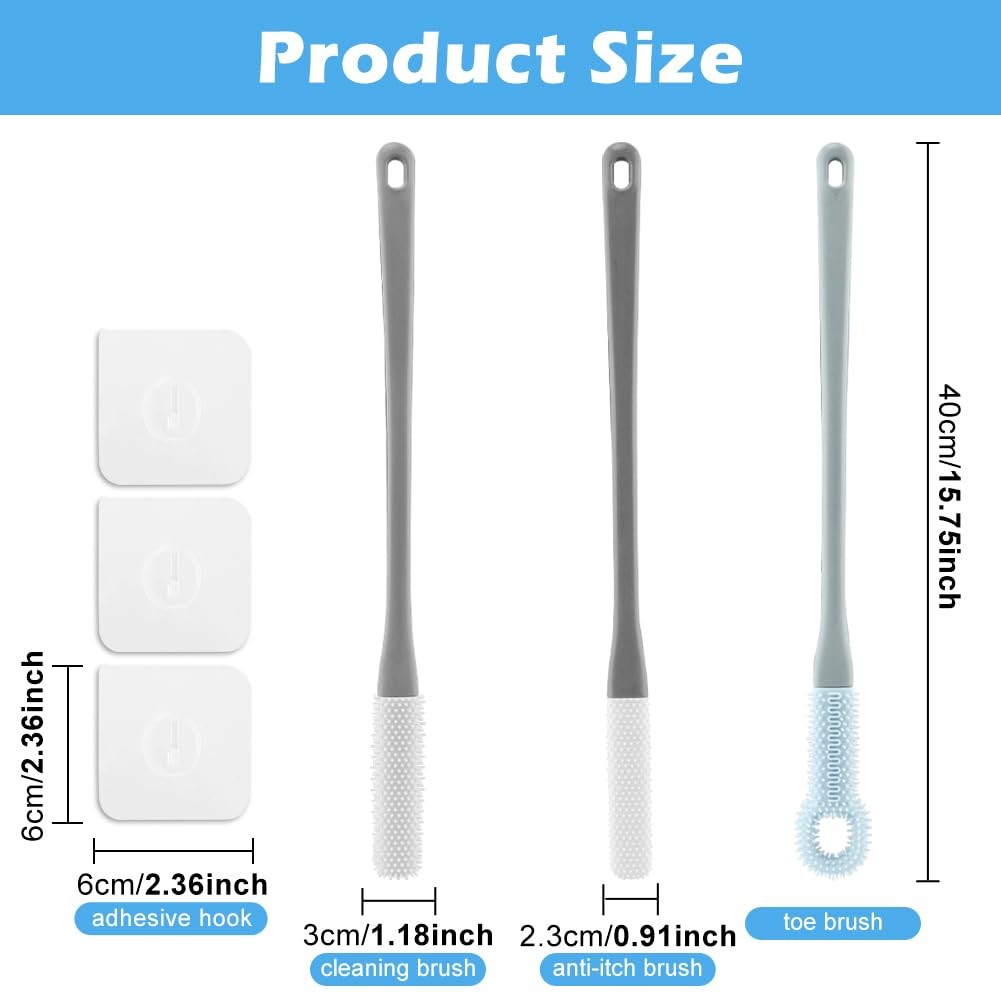 CALIDAKA 3 Pack Toe Scrubber Brush,with 15.75″ free size, As Picture Show