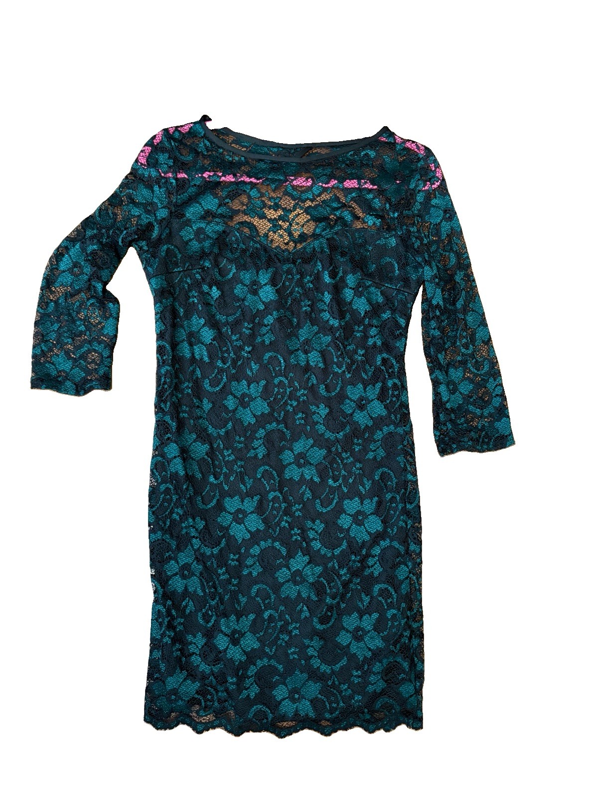 Brunello Cucinelli Black/Green Floral Lace Lined Sheath Dress XXS