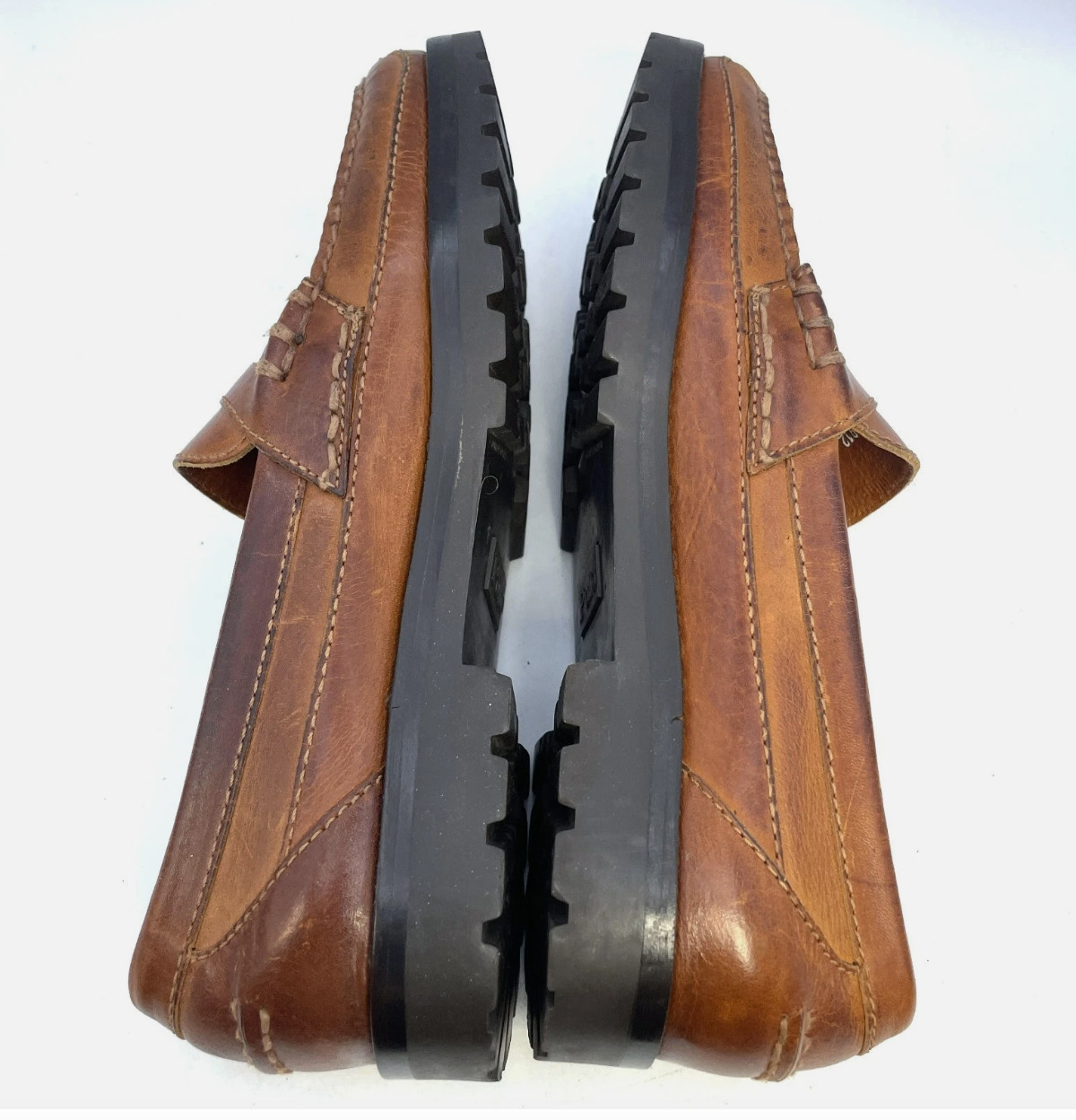 Polo Ralph Lauren Penny Loafers Walnut Brown Leather Lug Soles Men’s US 10D