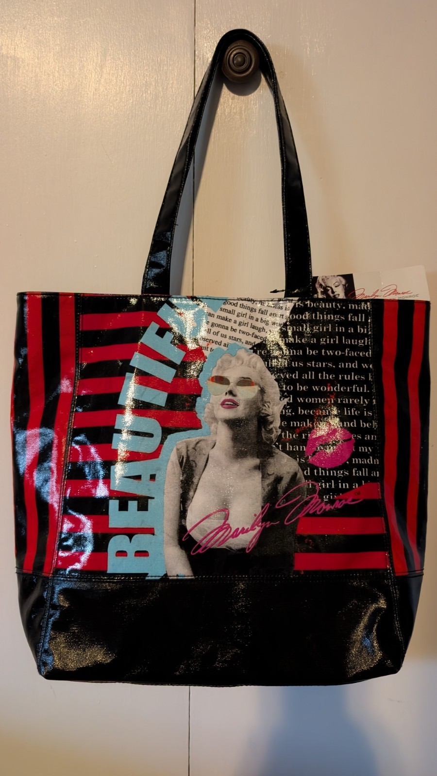 NWT Beautiful Black/Red/White/Blue Tote Bag by Estate Of Marilyn Monroe LLC 2013