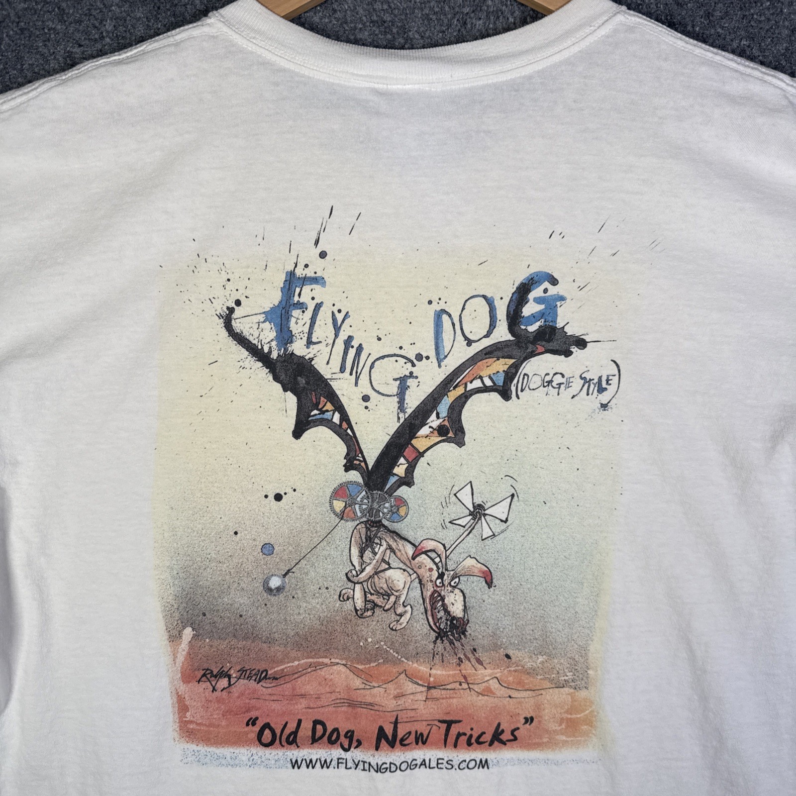 Vintage Ralph Steadman Shirt Mens XL White Art Abstract 90s Beer Flying Dog Rare