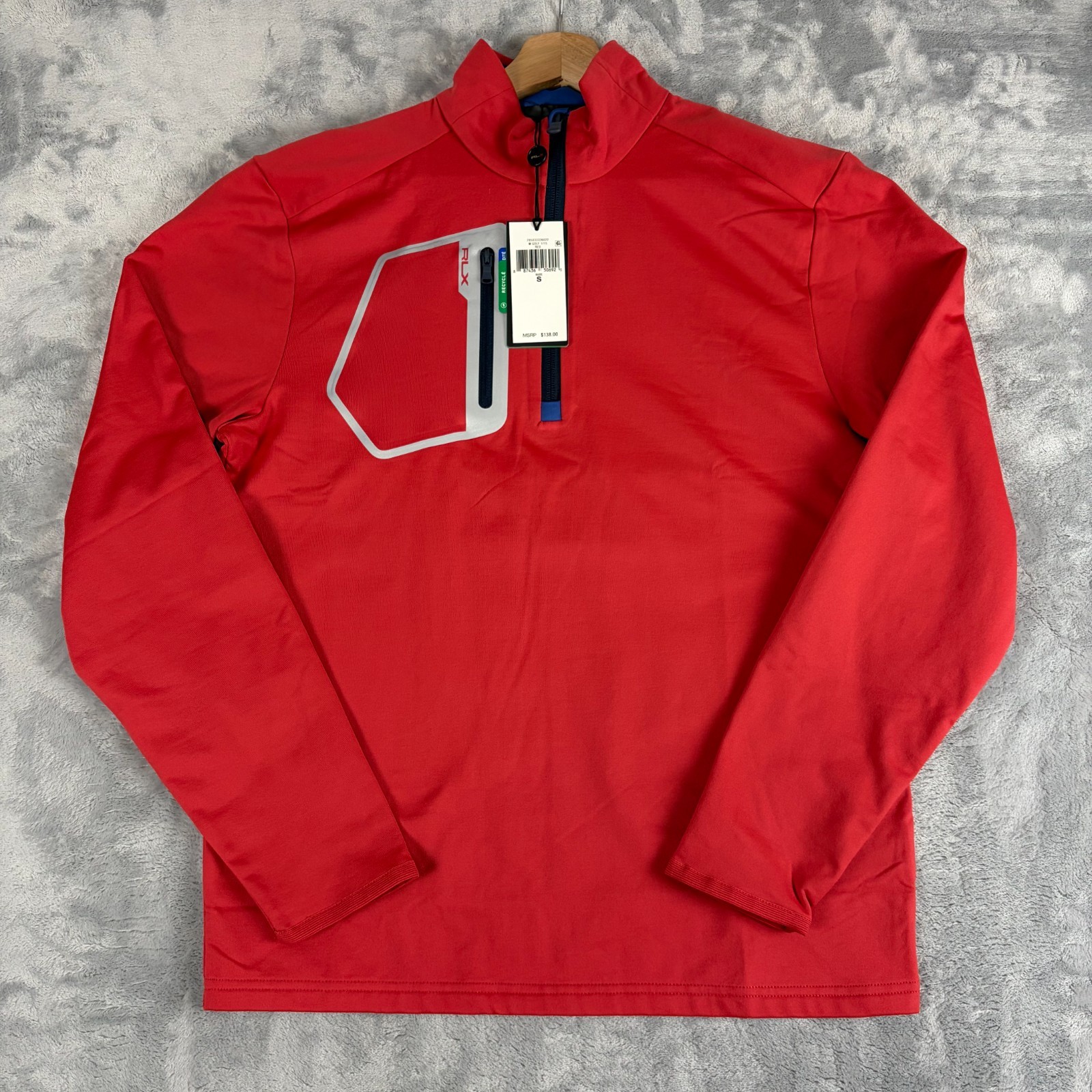 RLX Ralph Lauren 1/2 Zip Golf Pullover Mens Small Red Lightweight Stretch NEW!