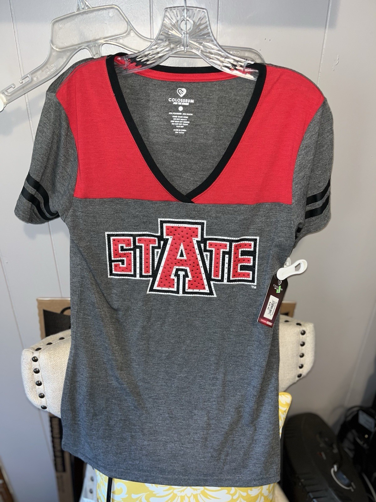 Coliseum Astate Red Wolves Women’s Shirt Size Large With Bling Arkansas College