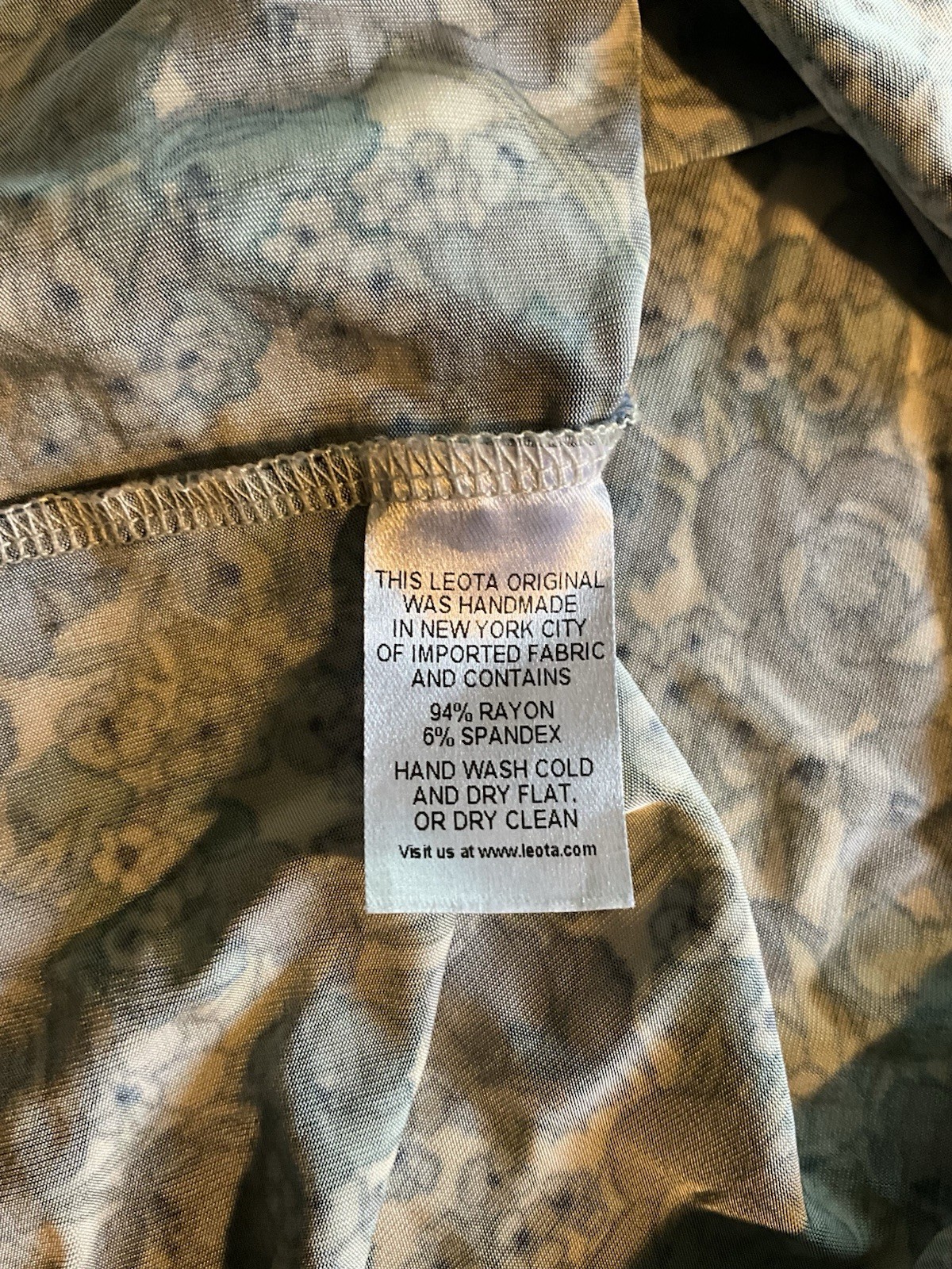 Leota Compass Rose A Line Dress Belted Blue Floral Print Made In USA NYC Spring