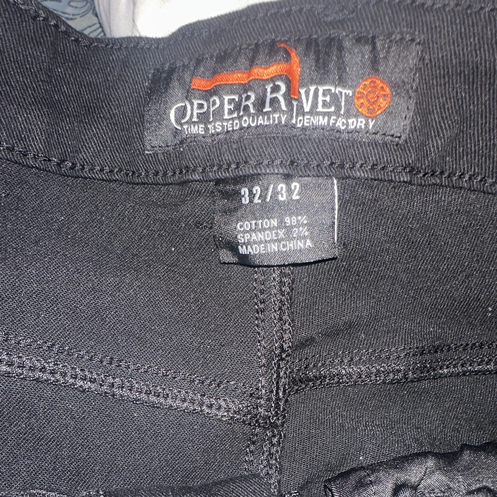 Copper Rivet True Fit Men’s Black Slim Stretch Denim Jeans 5-Pocket Zip