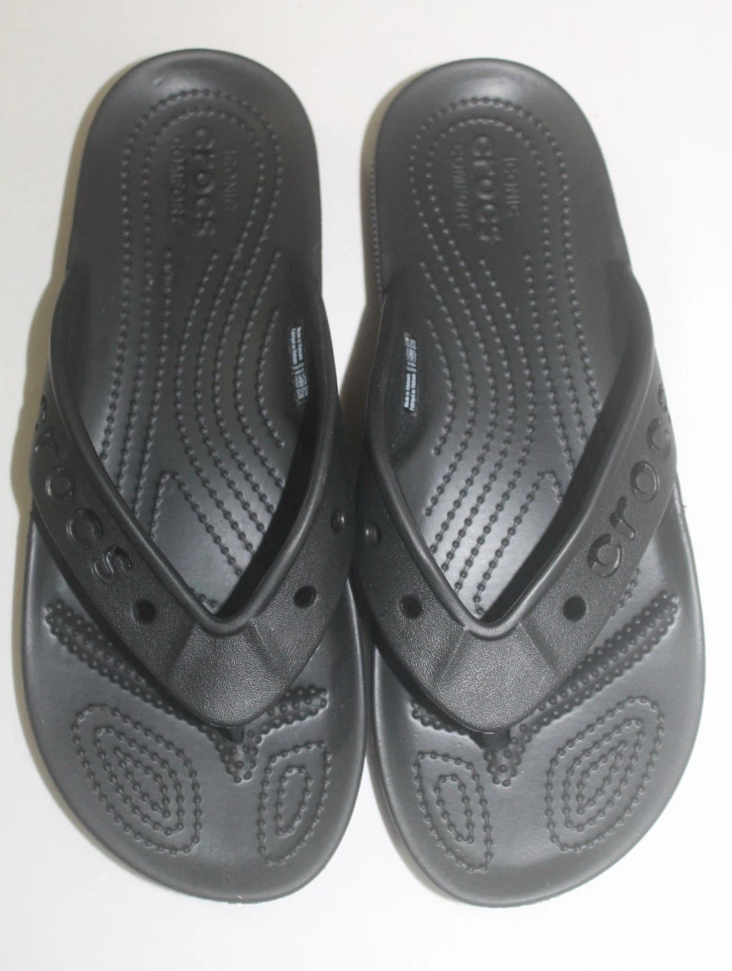 Crocs Baya II M8 W10 Flip Flops Sandals Black Slip-On Iconic Comfort Unisex