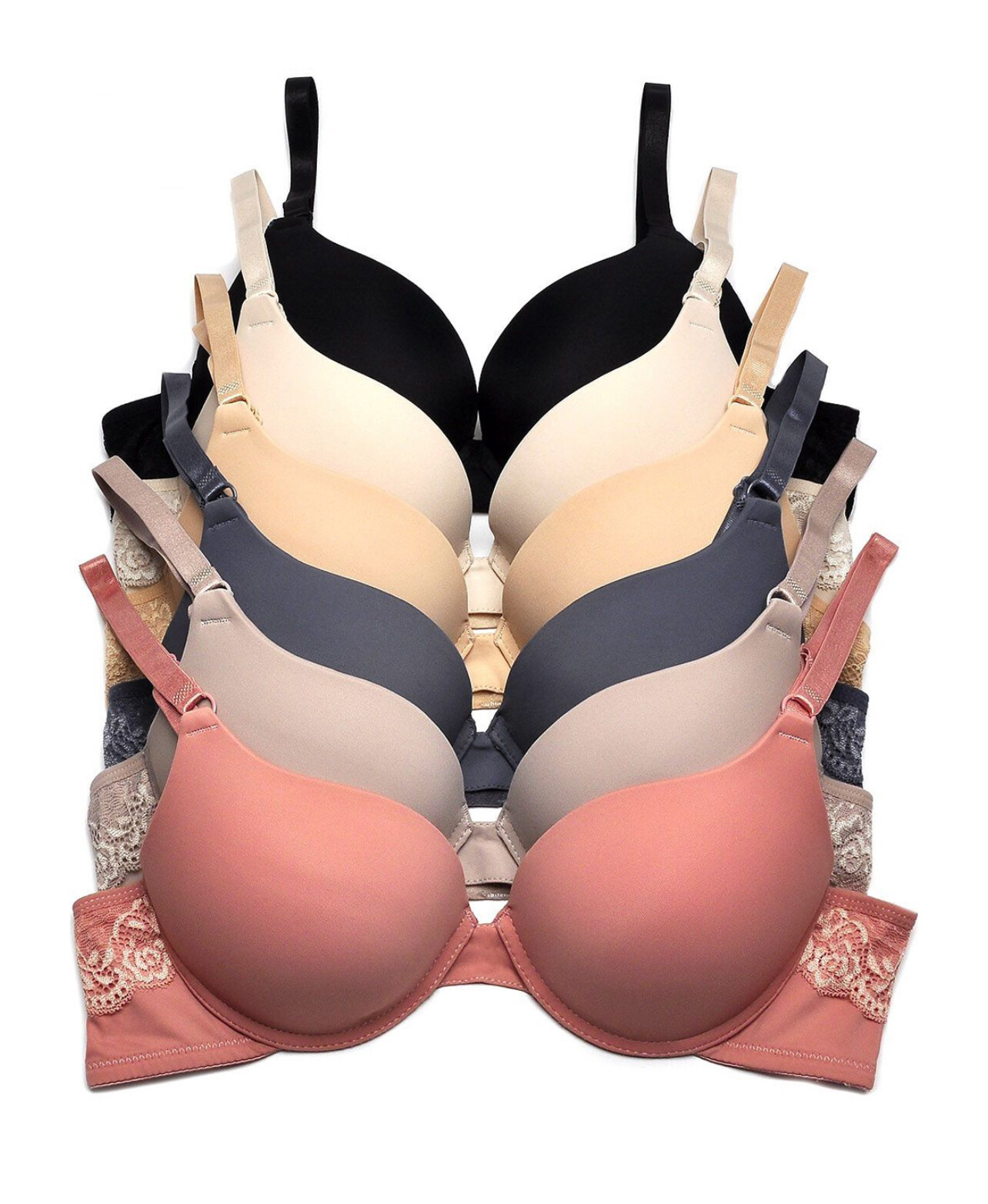 6 pk EXTREME DOUBLE PUSH UP Add 2 Cup Sizes Push Up Bra Padded FREE RETURNS 7201