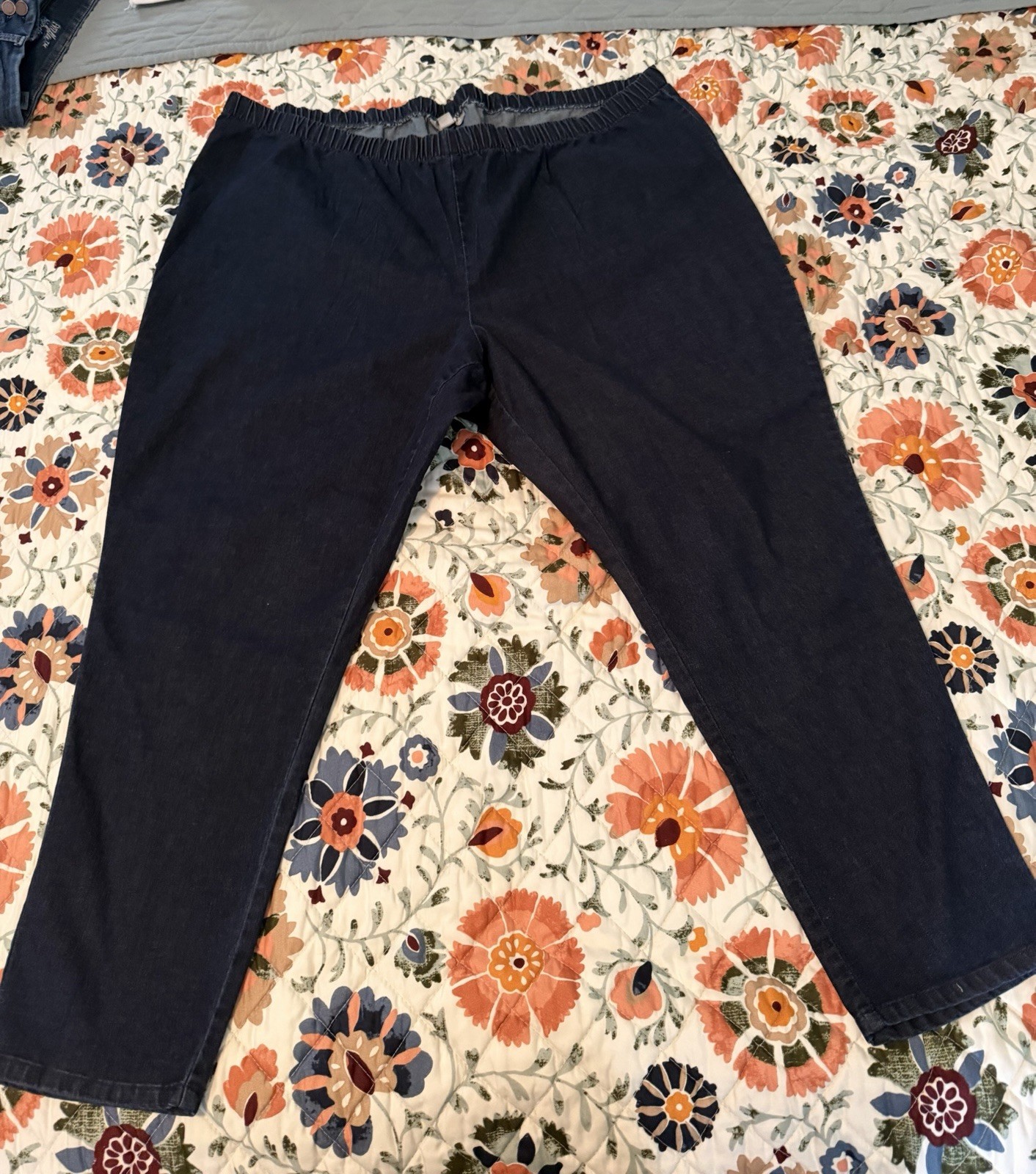 Woman Within Women’s Plus Jeans Dark Blue Dark Wash Denim Tapered Pull-On