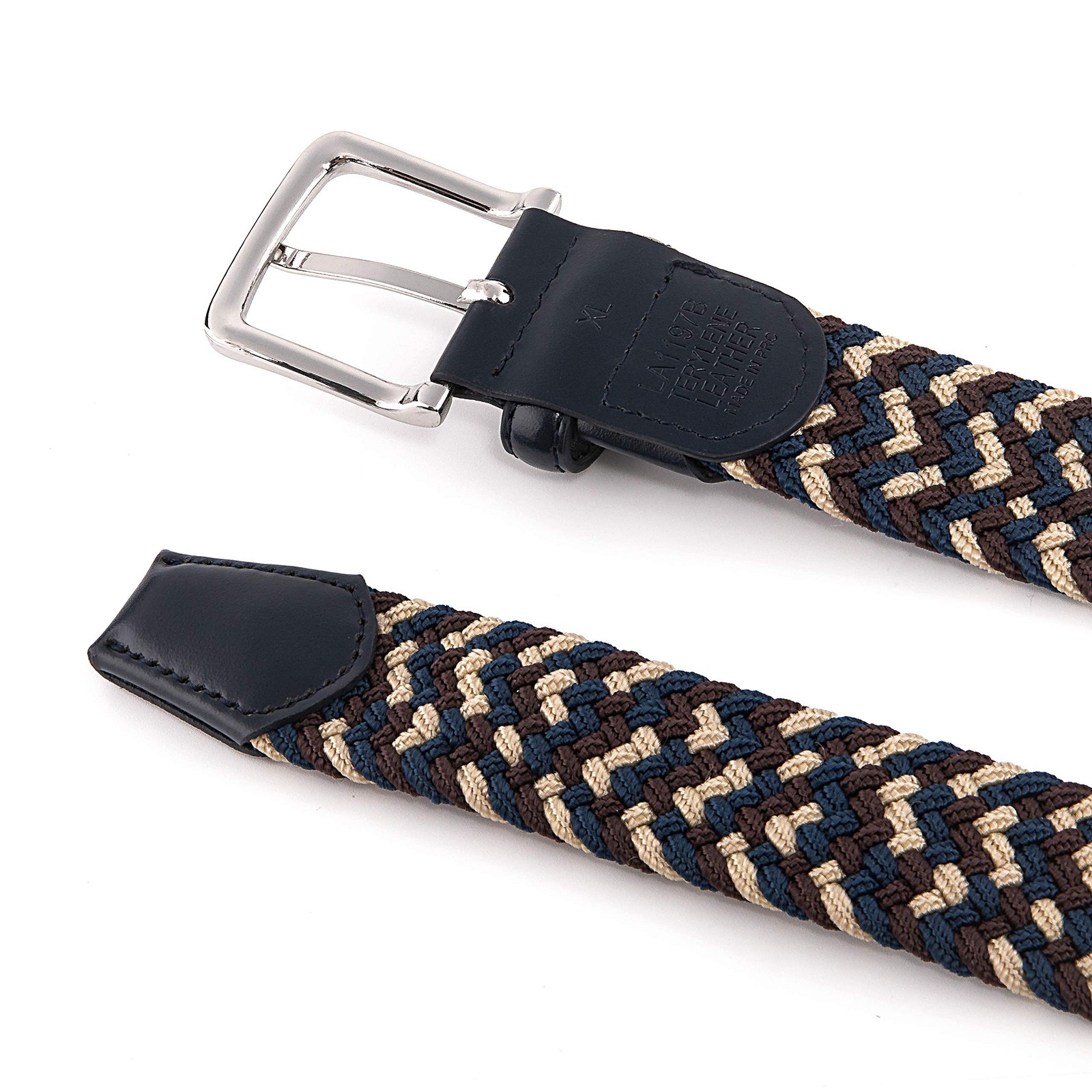 Fabio Valenti Canvas XL（fits waists 42″- 46″）XL, 1197 Navy/Brown/Beige