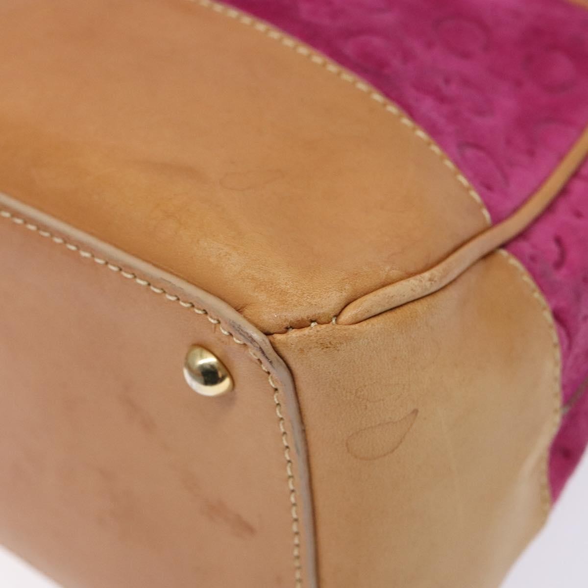 CELINE C Macadam Canvas Hand Bag Suede Leather Purple Gold Auth BA5262