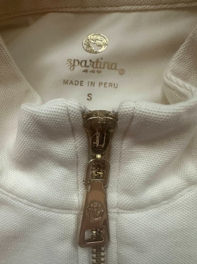 Spartina 449 Keira 100% Cotton Sleeveless Tennis Dress Pearl White Zipper – S