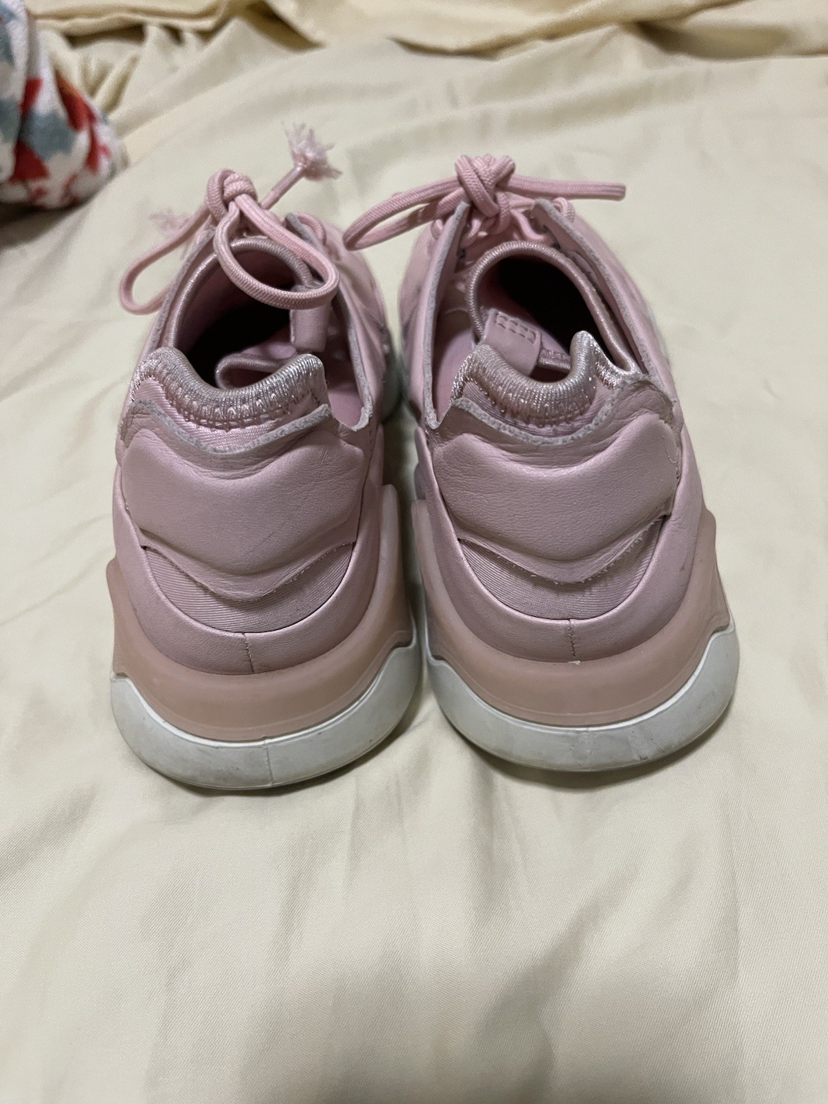 ECCO Pink/White Low Top Lace-Up Athletic Sneakers Unisex Adults Pre-Owned Ex